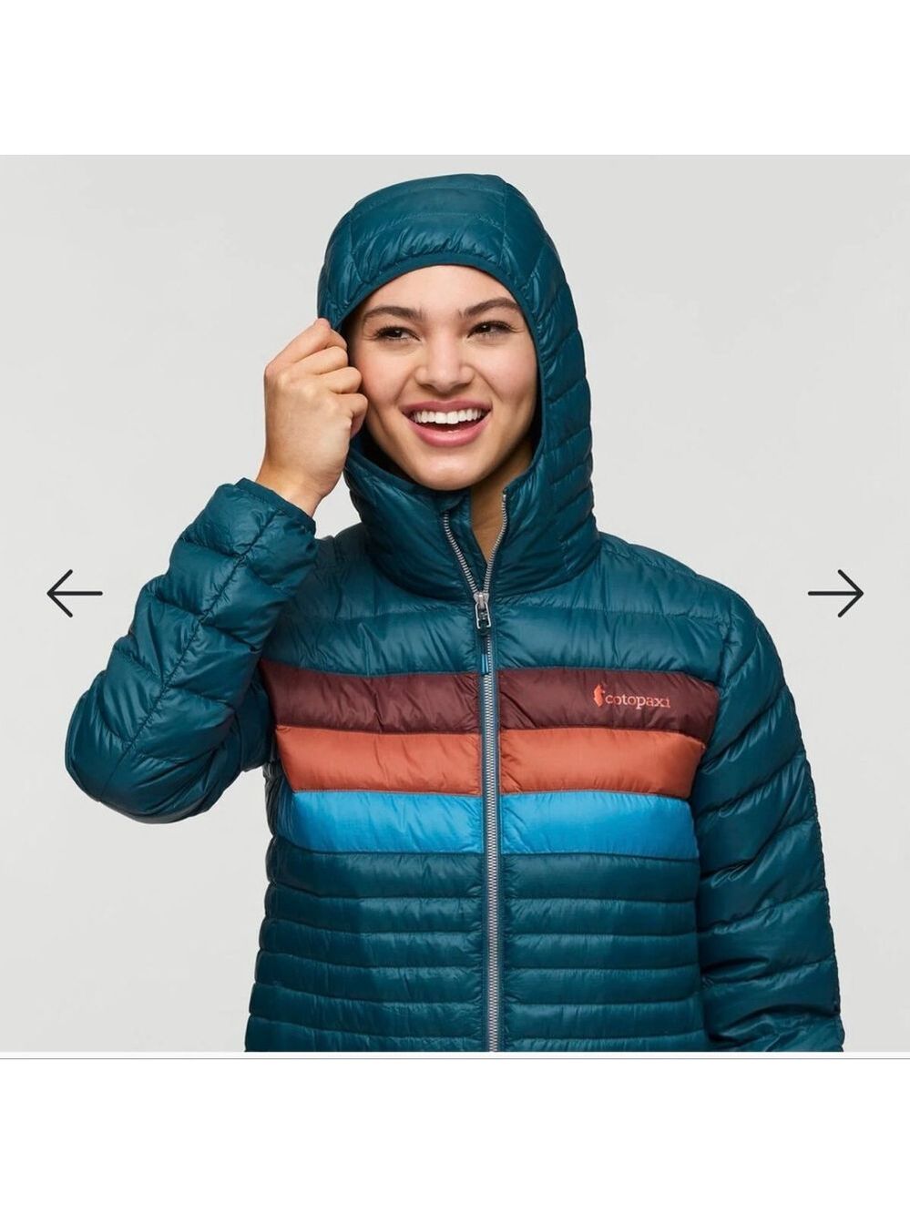NWT Women's Cotopaxi Teal & Brown Fuego Hooded Puffer Jacket M - Picture 7 of 10